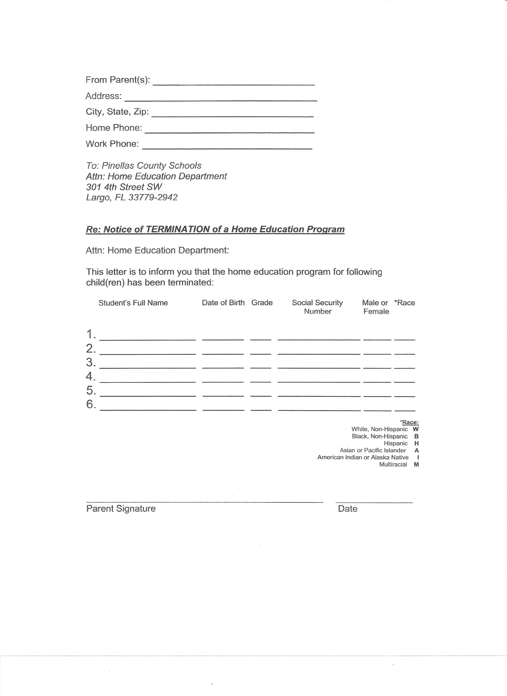 Florida Homeschool Evaluation Form